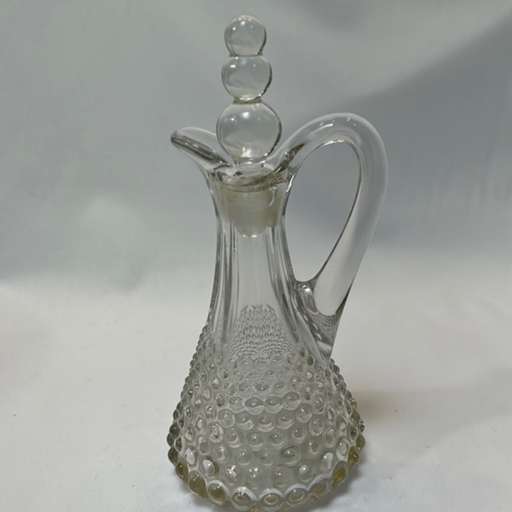 Hobnail Clear Glass Cruet Bottle with Stopper